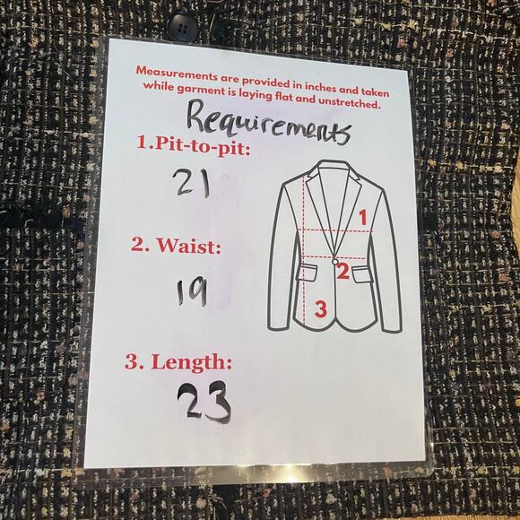 Requirements Tweed Blazer Jacket Fringe Trim Multicolor Old Money Career Size 12 - Picture 9 of 9